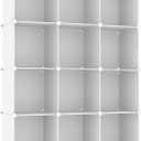 AWTATOS Cube Storage Organizer Storage 12 Cube Bookshelf DIY Plastic Closet Clothes Storage Shelves with Wooden Mallet, Stackable Storage Solution for Home, Bedroom, White