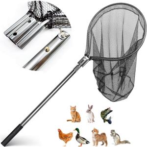 Catch Net, Small Animal Catcher Net for Chicken, Duck, Goose, Fish, Cat, Bird, Raccoon, Dog and Others(43"- 78" Handle with 20" Net Opening)
