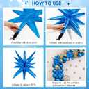 6 pcs Blue 4D Round Balloons, Royal Blue Sliver Birthday Decorations, 22 Inch Giant Star Explosion Foil Balloons Large Mylar Balloon for Birthday Party Gender Reveal Supplies