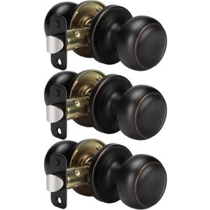 3 x Goldenwarm Bronze Passage Door Knobs, Oil Rubbed Bronze Closet Door Knobs Interior, Bronze Passage Door Knobs Set for Hallway Closet (3 Pack, Oil Rubbed Bronze)