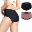 Carer Incontinence Underwear for Women 150ml High Absorbent Leak Proof Underwear for Women Washable Women's Incontinence Panties for Incontinence Bladder Leak 2 Pack Black/Dusty Rose, Size: XL