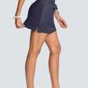 Swim Skirts for Women High Waisted Tummy Control Quick Dry UPF 50 Bathing Suit Skirt with Liner Zipper Pockets (Blue, L)