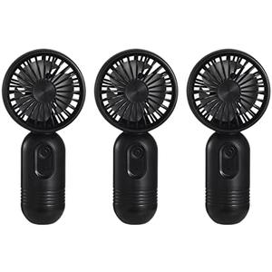 Portable Mini 3-pack Handheld Personal Small Fan with 3-speed for Travel, USB Rechargeable Battery Operated Eyelash Fan, Black