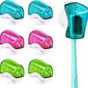 6 Pack Travel Toothbrush Head Covers with Suction Cup Electric and Manual Toothbrush Cover Clip Portable Plastic Toothbrush Protector Cap Brush Pod Case for Traveling, Camping, Bathroom, Home, School