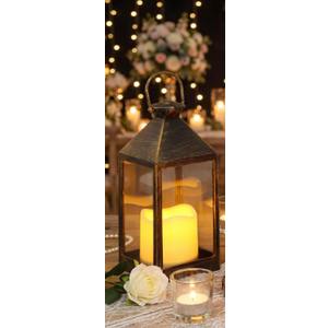 Electronic Candle Storm Lantern Decorative Candle Lanterns (Bronze)