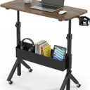 HUANUO Mobile Standing Desk with Wheels and Storage Basket, Height Adjustable 28.7"-46.1" Rolling Desk for Walking Pad, Small Space Laptop Computer Workstation for Home Office