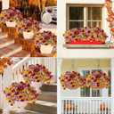 Artificial Fall Fake Flowers Plants for Outdoor Decoration 2PCS No Fade Faux Petunias UV Resistant Realistic Autumn Silk Flowers for Home Garden Balcony Yard Porch Deco (Burgundy Purple)