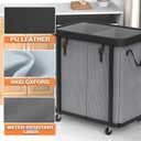 Laundry Basket with Wheels,190L Leather Patchwork Laundry Hamper 2 Setion, 2 Section-190L