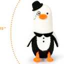PEACH CAT Banana Duck Plush Pillow Wear Bowler Hat Monocle Stuffed Animals Cute Plushies Toy Gifts for Kids White and Black 12"