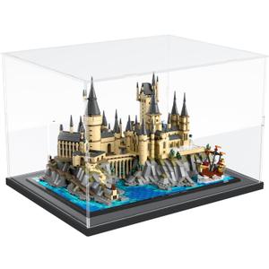 Choowin Acrylic Display Case for Lego 76419 for Lego Hogwarts Castle and Grounds for Lego Display Thickened Clear Acrylic Display Cases for Collectibles Assemble Dustproof Display Box(Black Base)