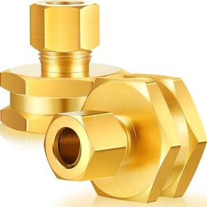 2 Packs 3/8" OD Compression x 3/4" FHT Compression Garden Hose Threaded Female Adapter Brass Female Hose Adapter 3/8" to 3/4"