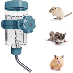 LOS ANDES 5.2oz Hamster Water Bottle No-Drip Mice Water Dispenser Leak-Proof Water Feeder for Gerbils/Sugar Gliders/Rat, Small Pets Cage Water Bottles, 155ml, Blue