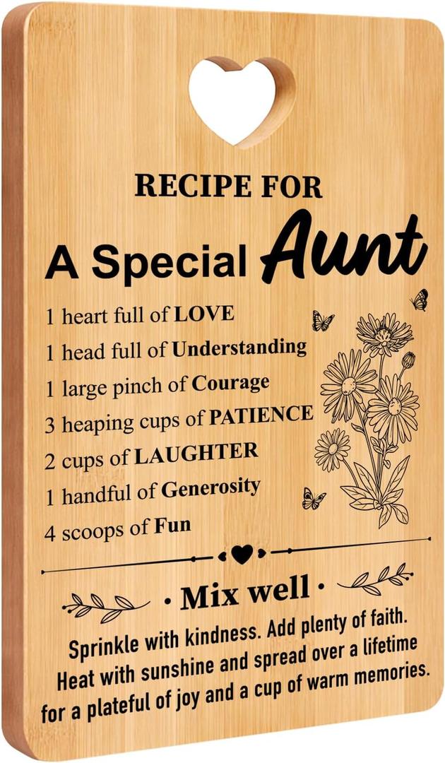 Aunt Birthday Gifts from Niece Nephew Best Auntie Ever Gift Ideas Happy Birthday Aunts Cutting Board Gifts for Favorite Aunt Mothers Day Presents for Aunts Christmas Gift from Kids, 13"L x 8"W x 0.5"Th