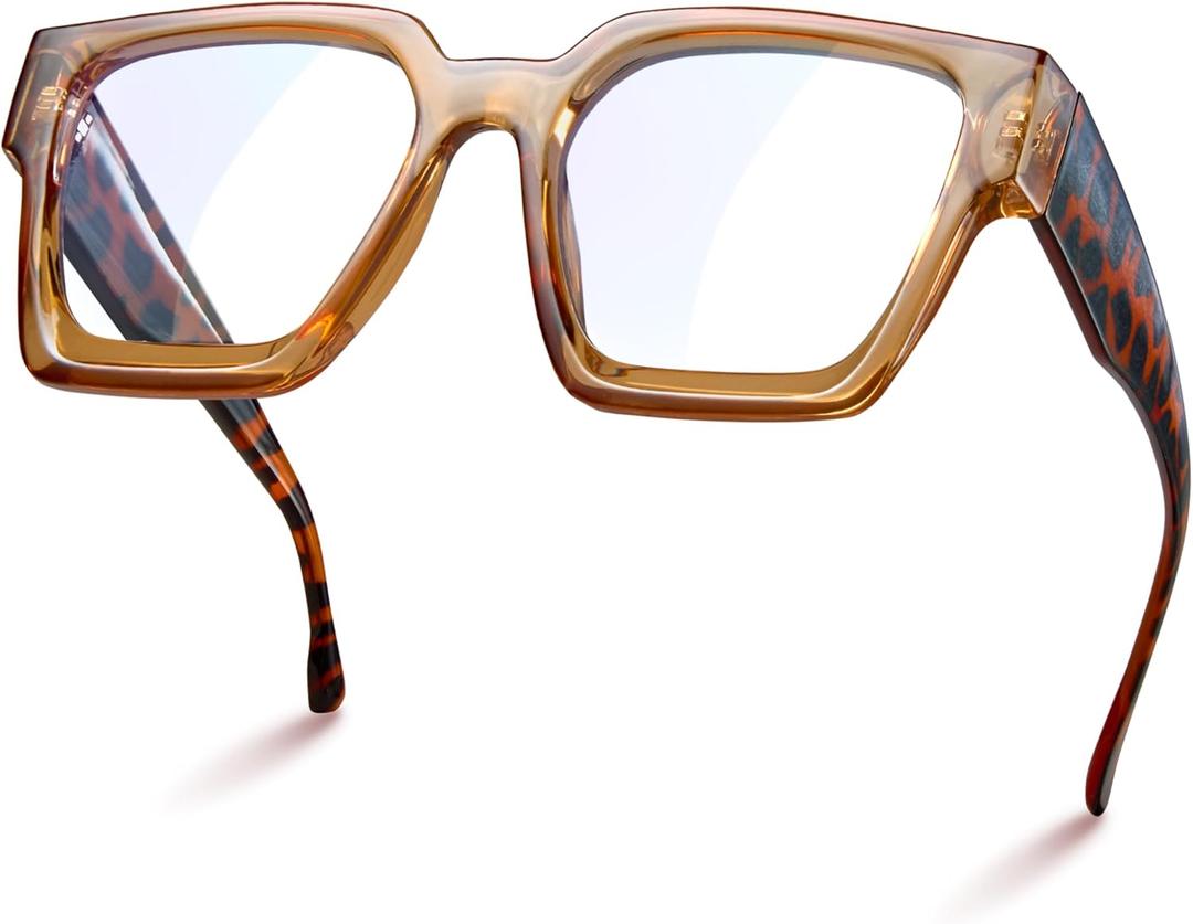 livho Oversized 99% Blue Light Glasses for Woman - Rectangle Fashion Glasses for Computer, Chic Preppy Frame - Anti Eyestrain