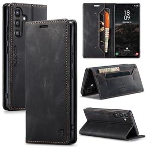 Sojlecyu for Samsung Galaxy S24 Plus Case, [RFID Blocking] PU Leather Wallet Cover Magnetic Flip Cover Card Holder Kickstand Shockproof Protective Phone Case for Samsung Galaxy S24 Plus，Black
