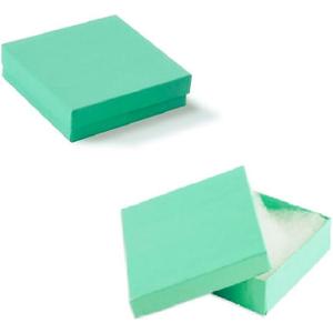 12 Pack Cotton Filled Teal Blue Robin Egg Color Cardboard Paper Jewelry Gift and Retail Boxes, Valentine's Day 3.5in X 3.5in X 1 Inch Size by R J Displays