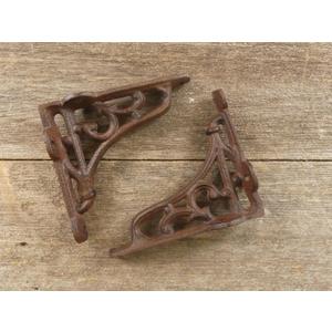 2 Antique Style Shelf Brace Wall Bracket Cast Iron Brackets Small 4 1/8" X 3 5/8