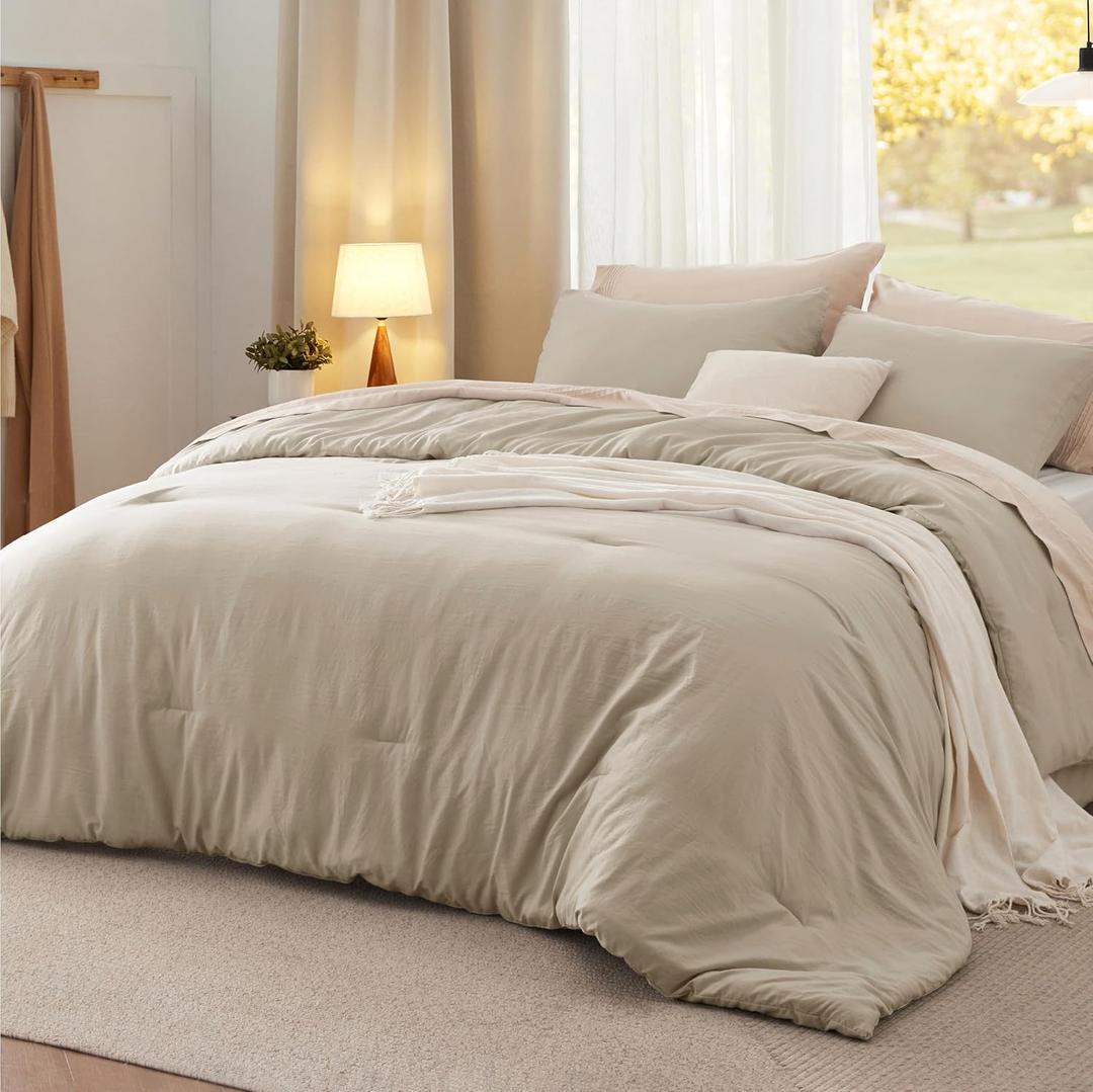 Bedsure Queen Comforter Set, Sand Soft Prewashed Bedding for All Seasons, 3 Pieces GentleSoft™ Bed Set, 1 Lightweight Comforter (90"x90") and 2 Pillowcases (20"x26")