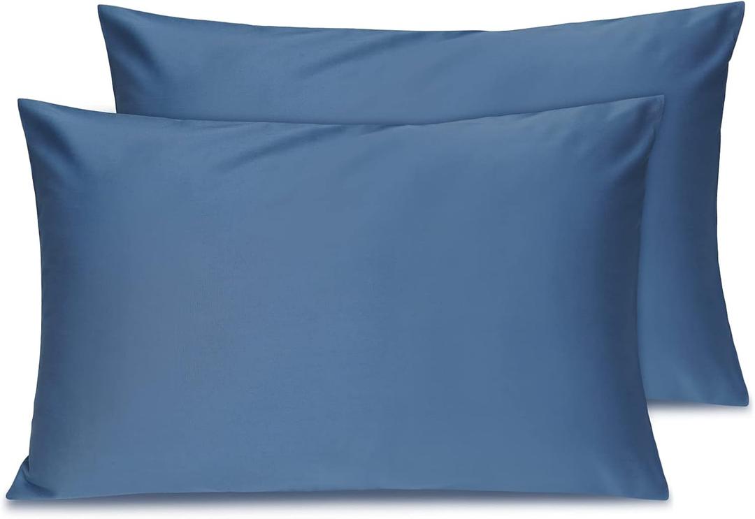 Cotton Toddler Pillowcase 14x20 Envelope: Long-Staple Cotton, Ultra Soft Breathable Durable, Travel Pillow Cover 2 Pack by Fittia (Blue)