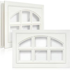 Tandefio 2 Pcs 20-7/8" x 13-3/4" Garage Door Windows, Replacement Vinyl Pane Inserts Kit with UV Resistant Resin Glass for Exterior Garage Door Windows Inserts, Beige (House Shaped)