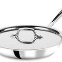 All-Clad D3 3-Ply Stainless Steel Fry Pan With Lid 10 Inch, Induction Compatible, Oven Broiler Safe 600F, Fast and Even Heat, Pots and Pans, Cooking Frying Pan, Skillet, Kitchen, Cookware, Silver