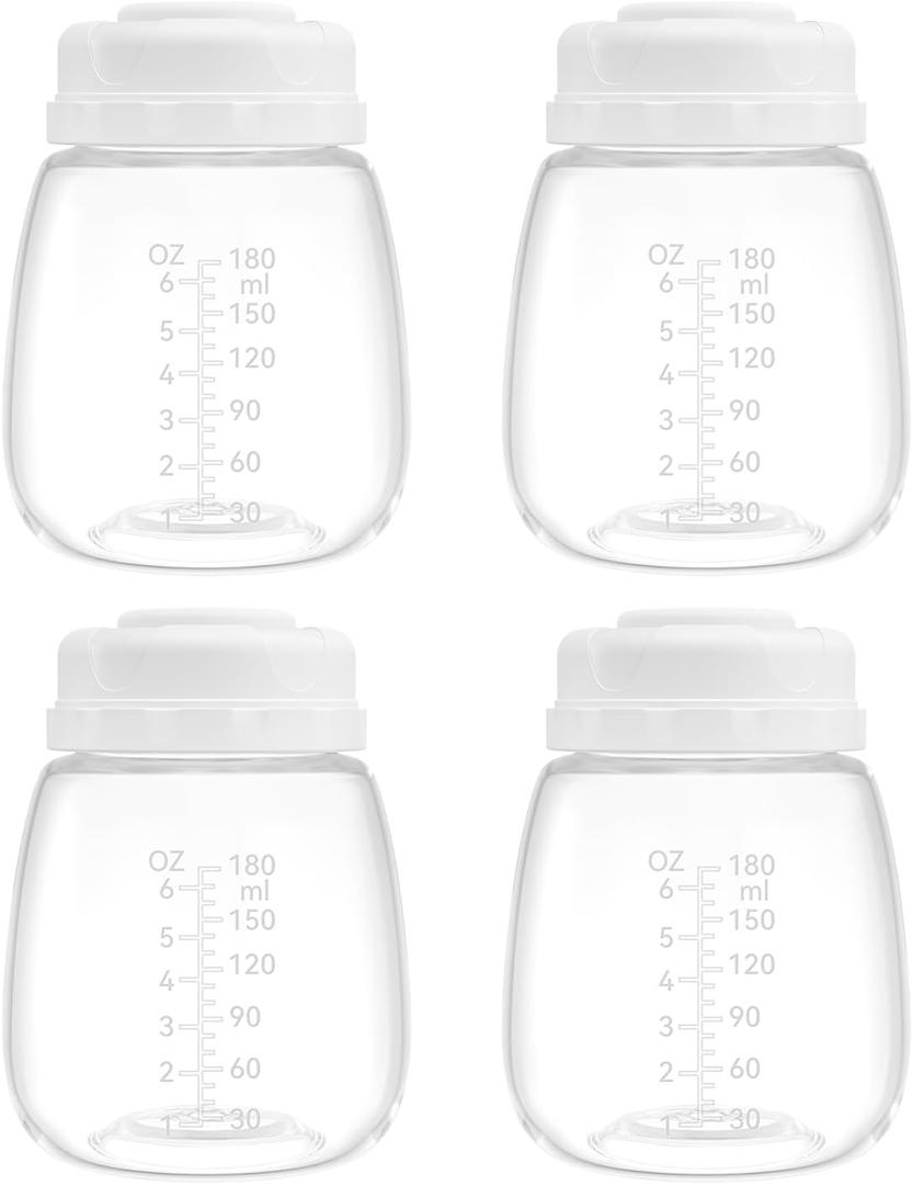 Milk Storage Bottle and Collection Bottle, Compatible with Spectra S1, S2, Motif Luna, Cimilre, Replace Spectra Bottles Wide-Mouth Bottles, 4 pc (6oz/180ml)