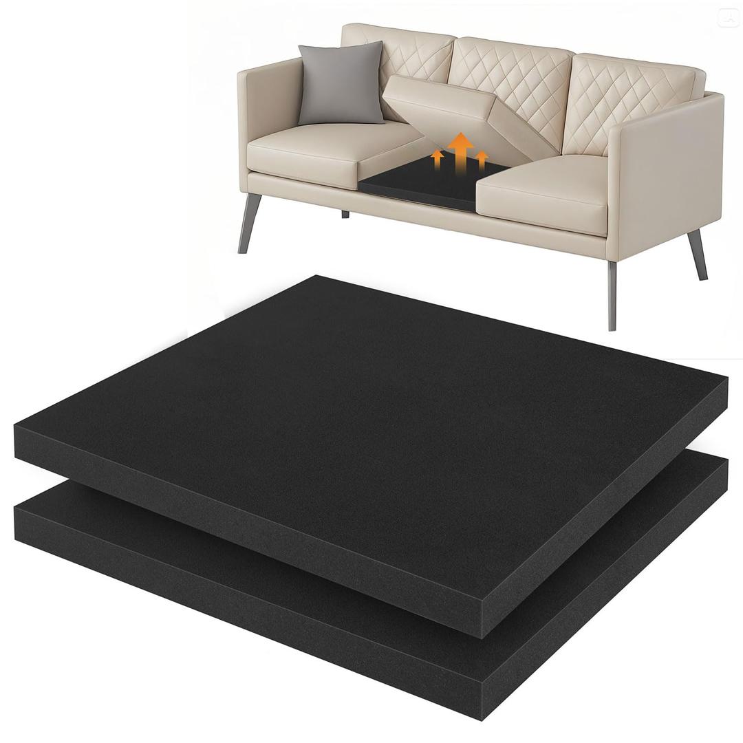 Langierspur 22"x22" Couch Cushion Support 40D, Couch Supports for Sagging Cushions, High Density Foam Couch, Sofa Cushion Support for Sagging Seat, Black (3PCS)