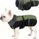 SCENEREAL Dog Winter Coat Reflective Jacket, Warm Fleece Turtleneck Windproof Cold Weather Coats with Adjustable Buckle, Pet Vest Snow Clothes for Small Medium Extra Large Dogs, Army Green M