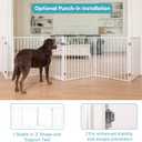 No Pawblems Free Standing Dog Gate with Door, 30'' Tall Foldable Dog Fence for Indoor & Outdoor, Up to 208 Inch Extra Wide Puppy Gate for Stairs, Hallways, Doorways, Deck, Yard (White, 8 Panels)
