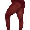 CozyWow Plus Size Tights for Women 80D Soft Solid Color Semi Opaque Pantyhose High Waist Wine Red-XL