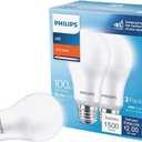 Philips A19 E26 (Medium) LED Bulb Soft White 100 Watt Equivalence 2 pk