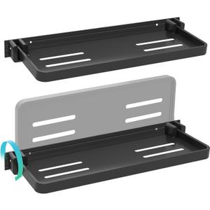 RV Shelves Aluminum RV Shelf, 90° Foldable Wall Shelf, No Punching, Unleashes Space for Camper, Trailer Bed, Kitchen and Sofas (2 Pack, Black)