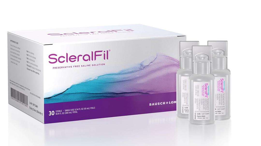 ScleralFil Preservative Free Saline Solution for Scleral Lenses, Buffered Isotonic Rinsing & Insertion Solution for Soft and Rigid Gas Permeable Contacts, Single-Use Vials, 30 Count
