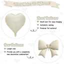 Cream Heart Balloons, Cream Bow Balloons, 10Pcs 18 Inch Heart Shaped Balloon and 38 Inch Helium Bow Balloon for Girls Boys Birthday Baby Shower Wedding Valentine's Day Proposal Party Decor
