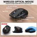 Wireless Keyboard and Mouse Combo, EDJO 2.4G Full Size Wave Keys Ergonomic Keyboard with Wrist Rest and 3-Level DPI Adjustable Wireless Ergonomic Mouse for Windows, Mac OS Desktop/Laptop/PC(Black)