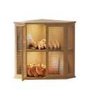 Aycarzcy Bamboo Corner Bread Box for Kitchen Countertop -16.5" H Natural Wood Bread Storage with Glass Door, Perfect for Homemade Bread & Pastries(Natural)