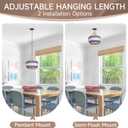 9.8" Rattan Woven Pendant Light, Adjustable Coastal Lamp Shade, Farmhouse Small Chandelier Vintage Hanging Lighting Fixture for Kitchen Island Bedroom Dining Living Room