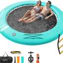 FBSPORT Inflatable Water Hammock Round Floating Ring, 10/8/6ft Inflatable Dock Floating Platform for Lake W/Cupholder, Sun Float Chill Raft Float Ring Tanning Pool Lounger Island Platform Pad