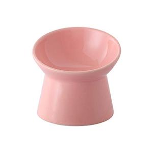 Pink Small Ceramic Raised Cat Bowls, Tilted Elevated Food or Water Bowls, Stress Free, Backflow Prevention, Dishwasher and Microwave Safe, Lead & Cadmium Free