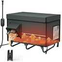 X-Large Collapsible Heated Cat House - Metal Frame, 100% Insulated Waterproof Outdoor Stray Cat Shelter with Heating Pad & Escape Door,Temperature Control & Timer, Warm Shelter for Cats, Grey