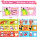 28 Packs Valentine Mochi Squishy Toys with Cards Animal Squishies for Kids Valentines Day Gift Exchange Boys and Girls Classroom Prizes Valentine Party Favors Supplies