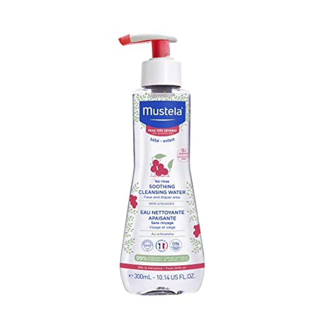 Mustela Baby Soothing Cleansing Water - No-Rinse Micellar Water for Very Sensitive Skin - with Natural Avocado & Schizandra Berry - Fragrance Free & EWG Verified - 10.14 fl. oz.