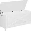 MAHANCRIS 47.2" Toy Chest, Sturdy Entryway Storage Chest with Safety Hinge, Retro Toy Box, Wooden Look Accent Furniture for Living Room, Bedroom, White SCBW48801