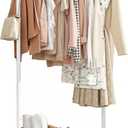 Clothes Rack - Clothing Rack with Storage Mesh Shelf & Casters, Heavy-Duty Metal Clothing Rack for Hanging Clothes, Dresses, Coats, Large Load Capacity, Easy Assembly, White, 28.0"x14.0"x59.0"