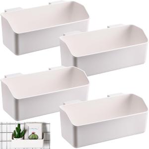 Gridwall Baskets, Grid Wall Storage Bin Plastic Grid Wall Panels Bins for 3 Inch Gridwall Panel for Organizing Storage Display Kitchen Home Office Garage Bathroom(White,4 Pcs)