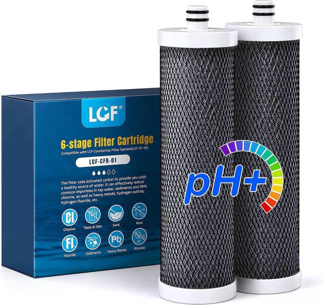 LCF Replacement Filter, Compatible with LCF-CF-01-ALK, Waterdrop Filter Replacement for WD-CTF-04 System, Replaces WD-CFF-02, 6+1-Stage, Enhanced, 16,000 Gallons, 2-Pack