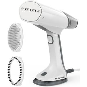 BEAUTURAL Travel Steamer for Clothes Portable Mini with Dual Voltage, Foldable Handheld Garment Fabric Wrinkle Remover, 100-220V Steam Iron for Worldwide Use Such as Europe, 1.6 Pounds