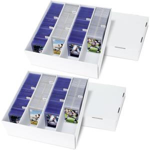 Trading Card Storage Box, 2 Pack Sports Cards Storage Boxes with 10 Dividers, Top Loader Storage Case for TCG/MTG, Game Cards
