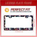 Sugar Skull Flowers License Plate Frame Cute Colorful License Plate Frames Stainless Steel Accessories Cars Decor with 2 Holes and Screws Fits Standard US CA Vehicles Size 12.2 x 6 Inches