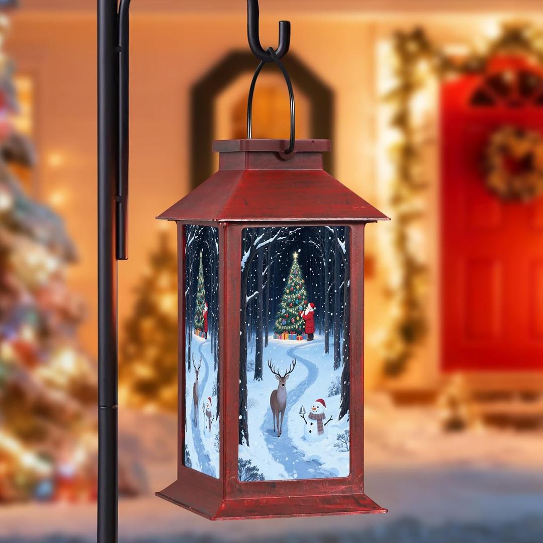 Christmas Decorations,Solar Lanterns with Snowman Outdoor Waterproof Decorative Lights for Christmas Gifts for Women, Mom,(Snowman and a Deer)